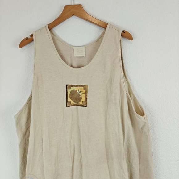 Blue Fish VTG Hand Painted Apple Fruit Printed Langenlook Organic Cotton Tank 2 - Picture 7 of 16